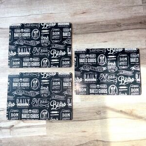 Bistro Chalkboard Placemats Set of 3 Black White French Cafe Menu Design